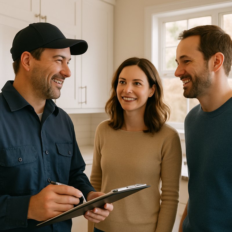 Entrepreneur québécois en discussion avec une famille