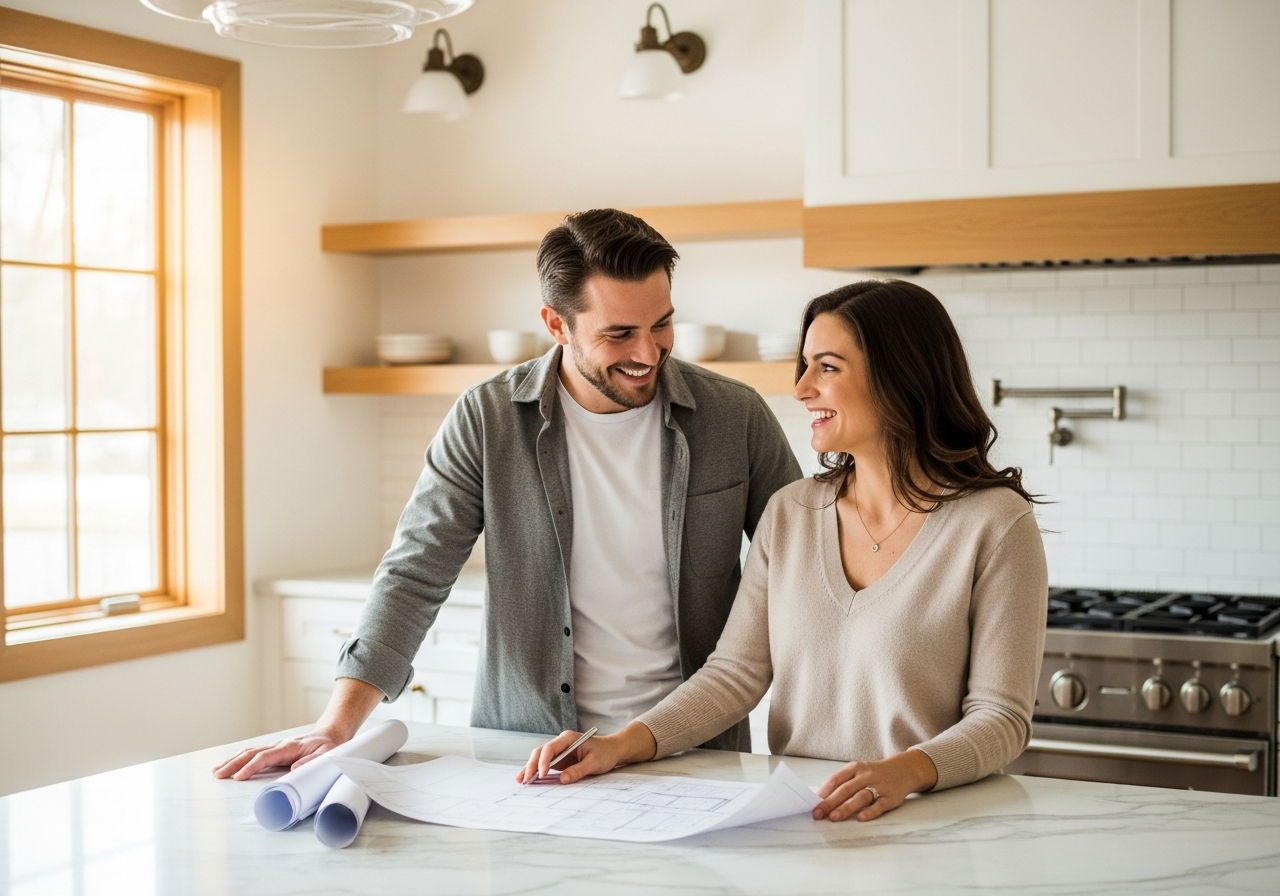 Couple québécois planifiant leurs rénovations